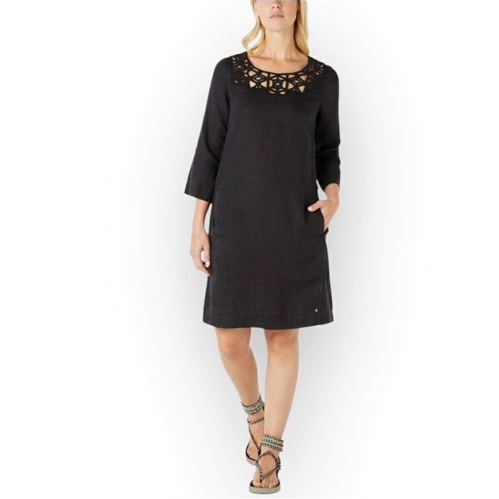 Anthropologie Linen Shift Dress In Charcoal Women’s Size 6